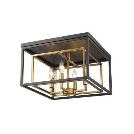 Z-Lite Euclid 4 Light Flush Mount, Olde Brass + Bronze 457F-OBR-BRZ
